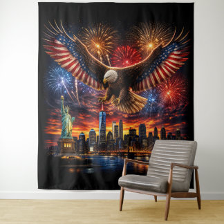 Tenture Feux d'artifice de l'aigle chauve patriotique sur