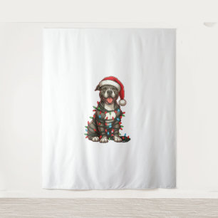 Tenture Feux de Noël de Chien à mâchoire Santa Chapeau Noë