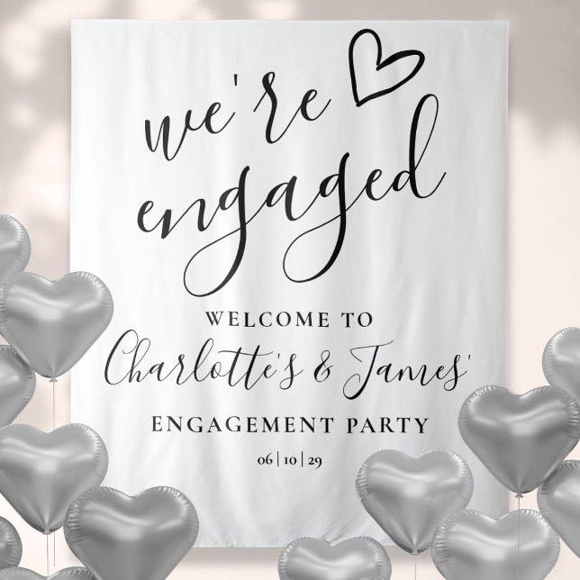 Tenture Fiançailles Fête de Fiançailles Photo Toile de Fon (Were Engaged Engagement Party Photo Backdrop)