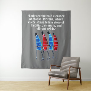 Tenture Fier Massaï Morans : Grand en bleu et rouge