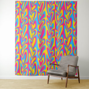Tenture Fière Fierté Pansexuelle Groovy Trippy Squiggly Qu