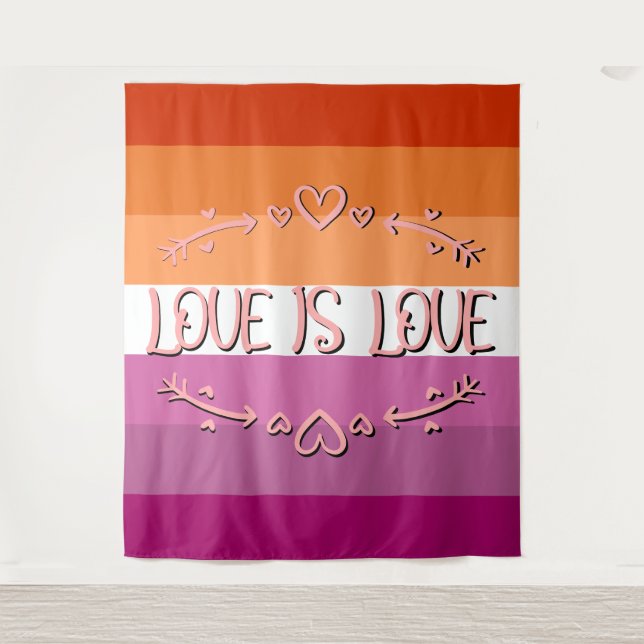 Tenture Fierté lesbienne Mois de l'amour est l'amour Toile (Devant)