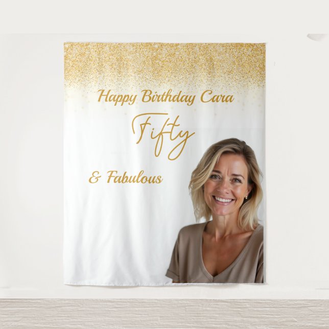 Tenture Fifty Birthday custom photo (Devant)