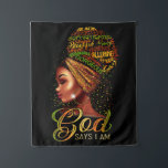 Tenture Fille Afro-Américaine Dieu dit que je suis fierté<br><div class="desc">Fille Afro-Américaine Dieu dit que je suis fierté noire</div>