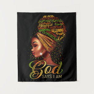 Tenture Fille afro-américaine Dieu dit que je suis fierté