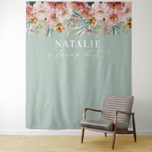 Tenture Fille aquarelle florale 30e anniversaire chic tape