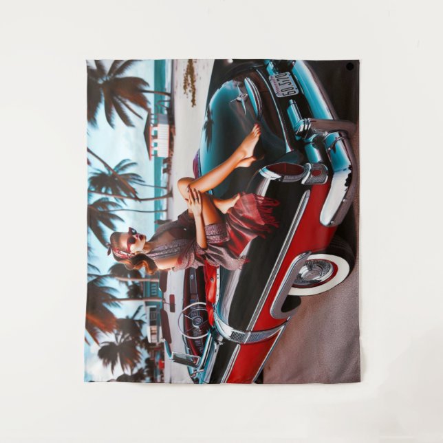Tenture Fille avec voiture (Devant)
