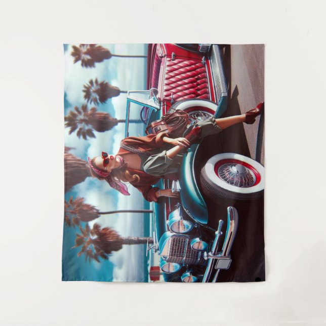 Tenture Fille avec voiture (Devant)