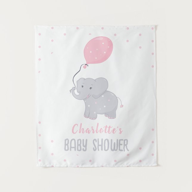 Tenture Fille de douche de bébé éléphant mignonne (Devant)