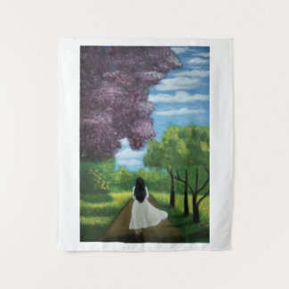 Tenture Fille en robe blanche