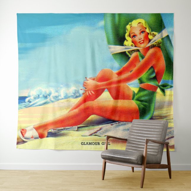 Tenture Fille glamour des années 1940 (En situation (horizontale))