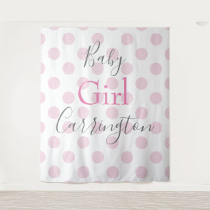 Tenture Fille Rose Baby Shower Script Polka