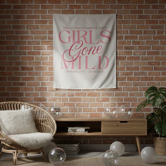 Tenture Filles en liberté – Conception personnalisée pour  (Not every bachelorette party needs to be wild—and that’s exactly the vibe of Girls Gone Mild!)
