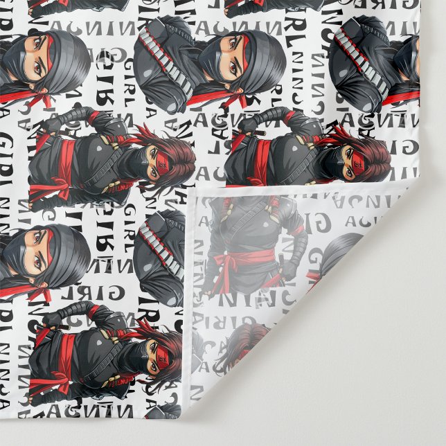 Tenture Filles Ninja Anime avec motif de texte Design (Créateur téléchargé)