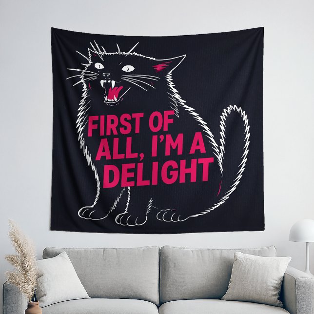 Tenture First Of All I'm A Delight Roaring Black Cat (Créateur téléchargé)