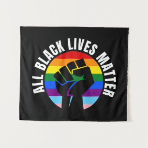 Tenture Fist Black Lives Matt et drapeau LGBTQ