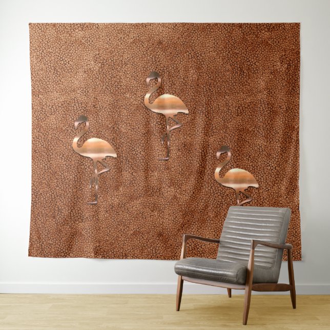 Tenture Flair Tropical Flamant rose d'or Tapestry (En situation (horizontale))