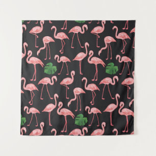 Tenture flamand avec motif feuille monstera palm. 
