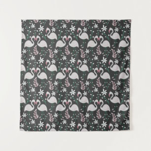 Tenture Flamant rose motif transparent blanc sur arrière -