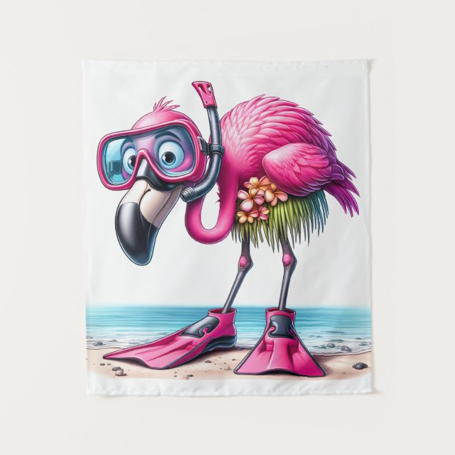 Tenture Flamant rose tropical Conception de plongée avec t (Devant)