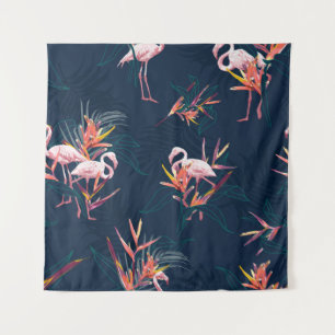 Tenture Flamant rose tropical Hawaii avec l'oiseau du Para