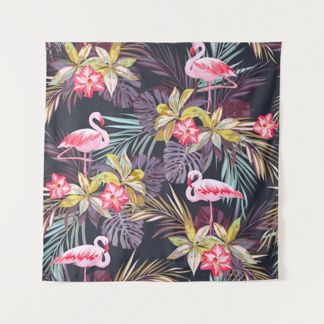 Tenture Flamant rose Tropical : Motif sans couture d'été (Devant)