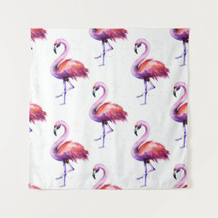Tenture Flamants roses avec éclaboussures : motif aquarell