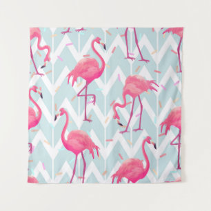 Tenture Flamants roses gris clair : Vintage tropical.