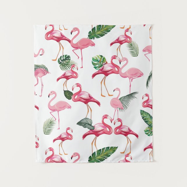 Tenture Flamants roses Love Motif (Devant)