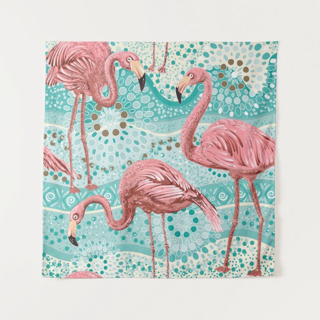 Tenture Flamants roses sans soudure motif (Devant)
