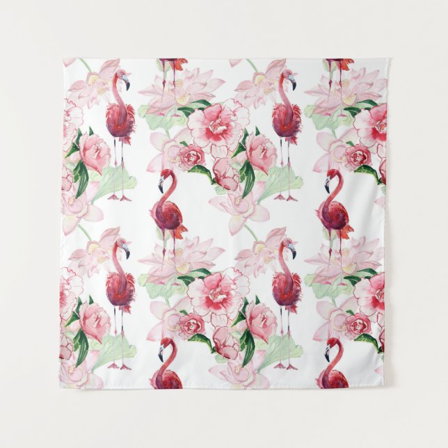Tenture Flamingo Rose : Élégance de Motif Sans Couture (Devant)