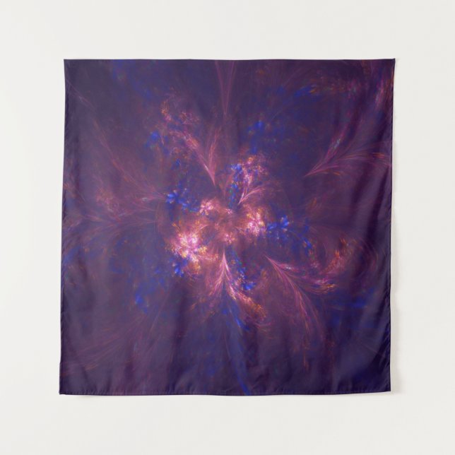 Tenture Fleur Abstraite Mélange De Motifs Violet Et Bleu (Devant)