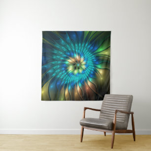 Tenture Fleur de fantaisie lumineuse, fractale abstraite c