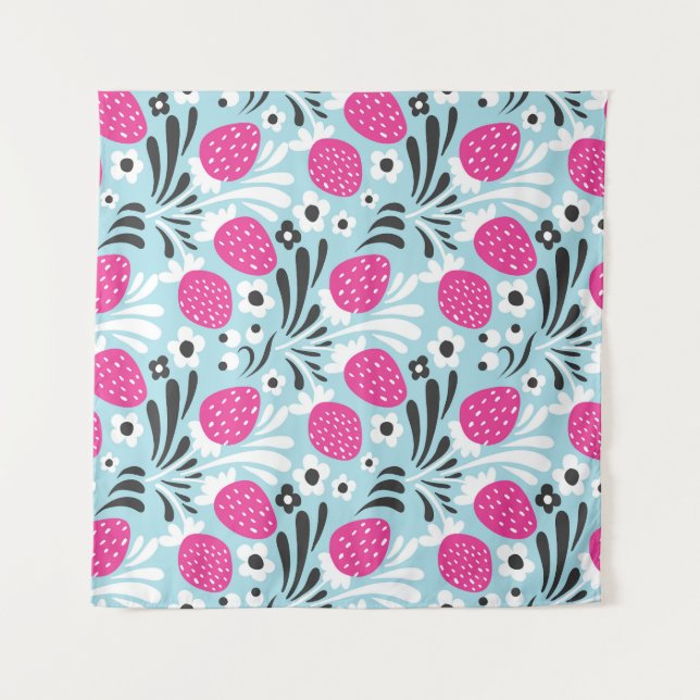 Tenture Fleur de fraise : Berry Rose Sans Seamless. (Devant)