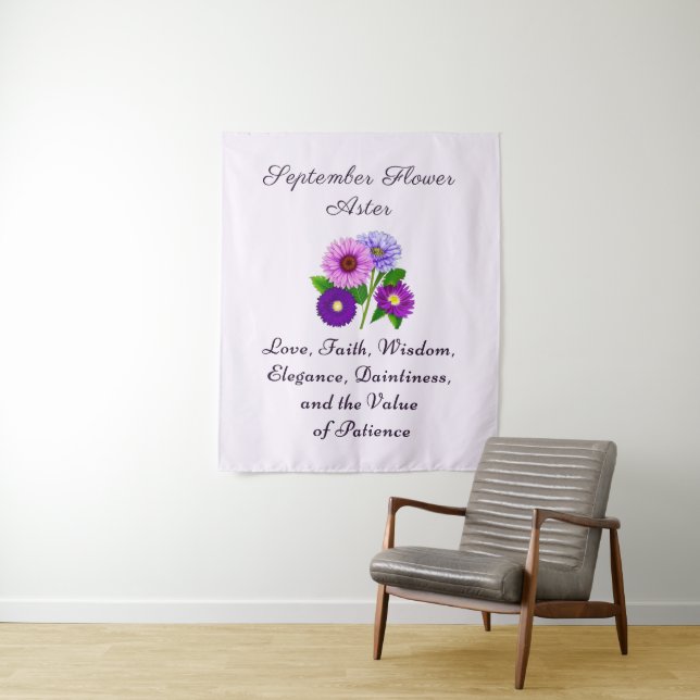 Tenture Fleur de naissance de septembre Aster Personnalisé (En situation)