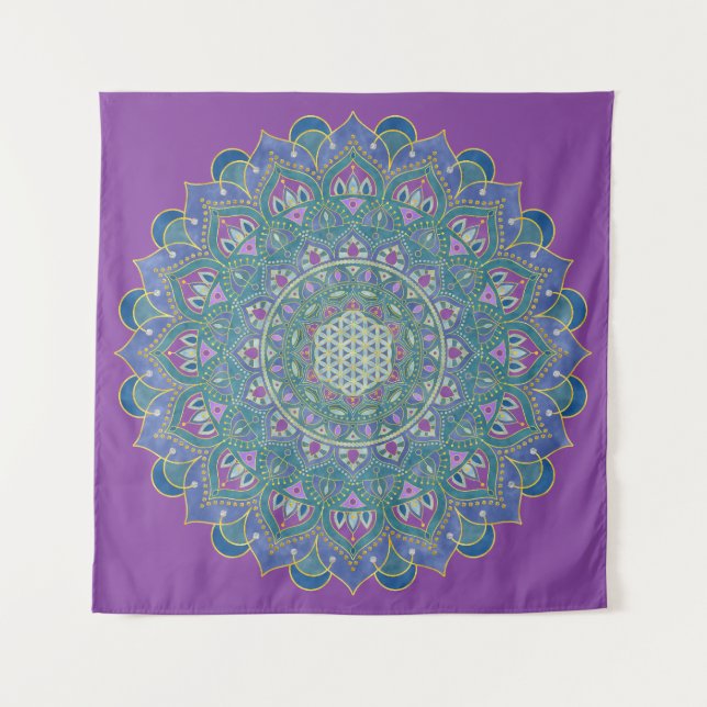 Tenture Fleur de Vie - Mandala de style indien 1 (Devant)