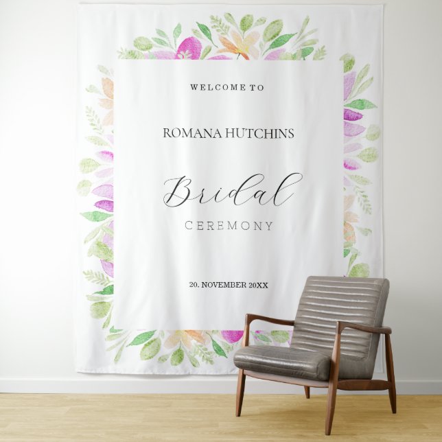 Tenture Fleur d'eau aquarelle peinte à la main de style co (En situation)