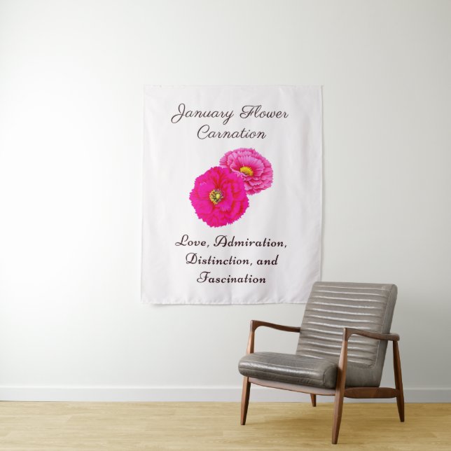 Tenture Fleur du mois de naissance de janvier Œillet Éléga (En situation)