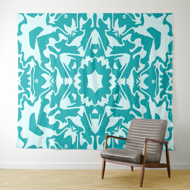 Tenture Fleur en turquoise.... (En situation (horizontale))