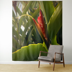 Tenture Fleur florale rouge Tropicale Nature Verdure Plant