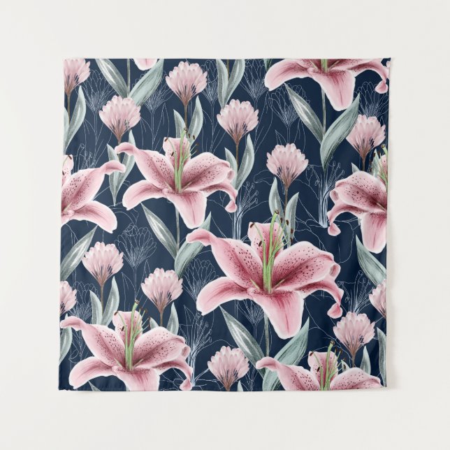 Tenture Fleur Lilly Rose Motif sans couture. (Devant)