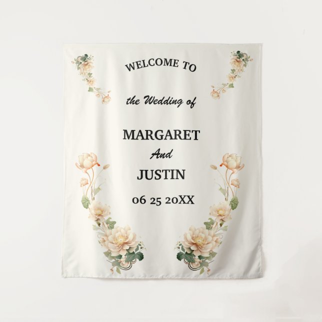 Tenture Fleur Lotus de Mariage Vintage (Devant)