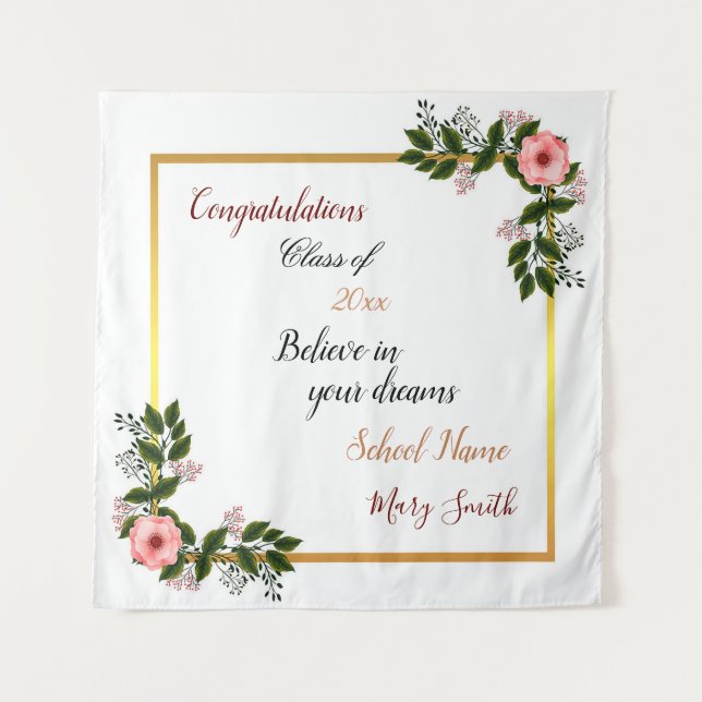 Tenture Fleur Populaire Personnaliser Rose Blanc Rose (Devant)