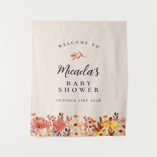 Tenture Fleur sauvage d'aquarelle d'automne Baby shower Bi (Devant)