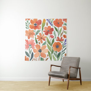 Tenture Fleur sauvage en terre cuite Rustique Boho Mur pen