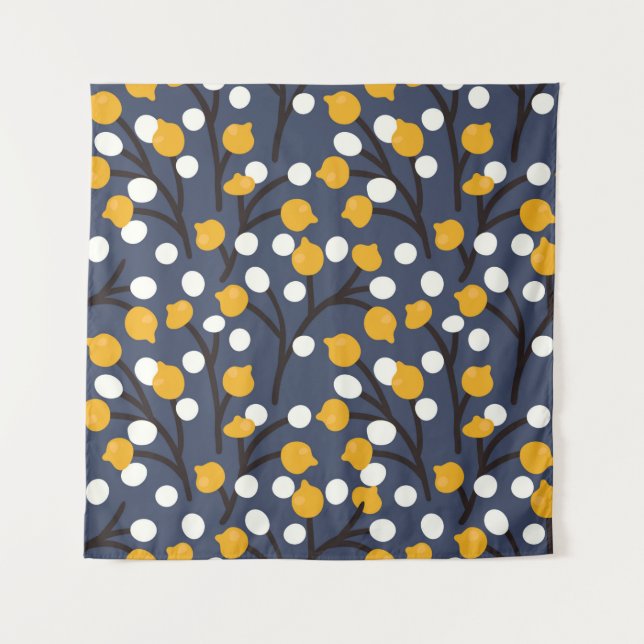 Tenture Fleurs Abstraites et motif feuille (Devant)