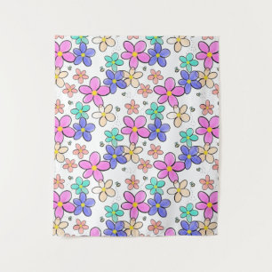 Tenture fleurs arc-en-ciel colorées lumineuses abeilles bo