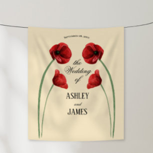 Tenture Fleurs arquées de coquelicot rouge Mariage Moderne