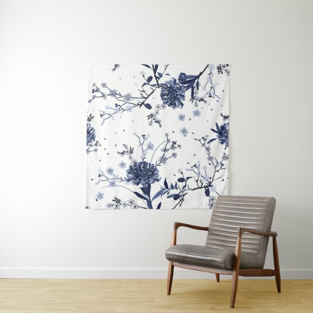Tenture Fleurs bleues (En situation)