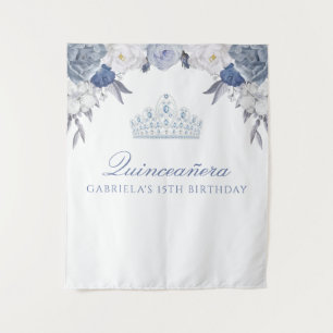 Tenture Fleurs bleues et blanches Fond pour Quinceanera